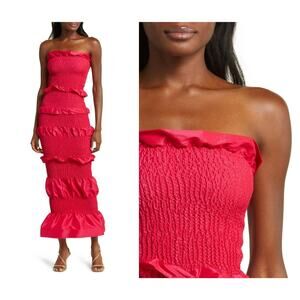 ORIRE Nama Smocked Ruffle Strapless Maxi Dress Size US/2